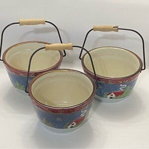 Festive Holiday Decor Bowls Crocks winter home - Set of 3